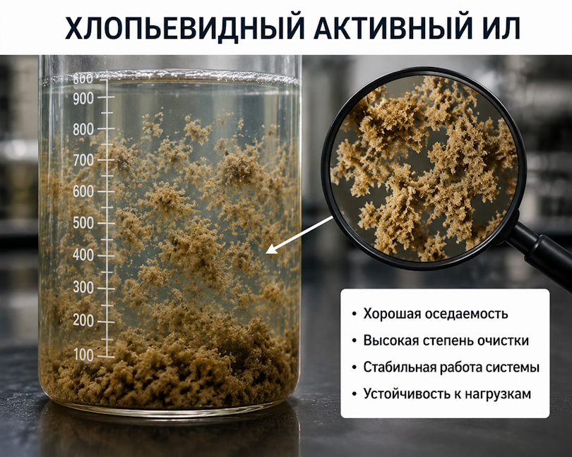Почему активный ил должен быть хлопьевидным (а не рассыпаться)?