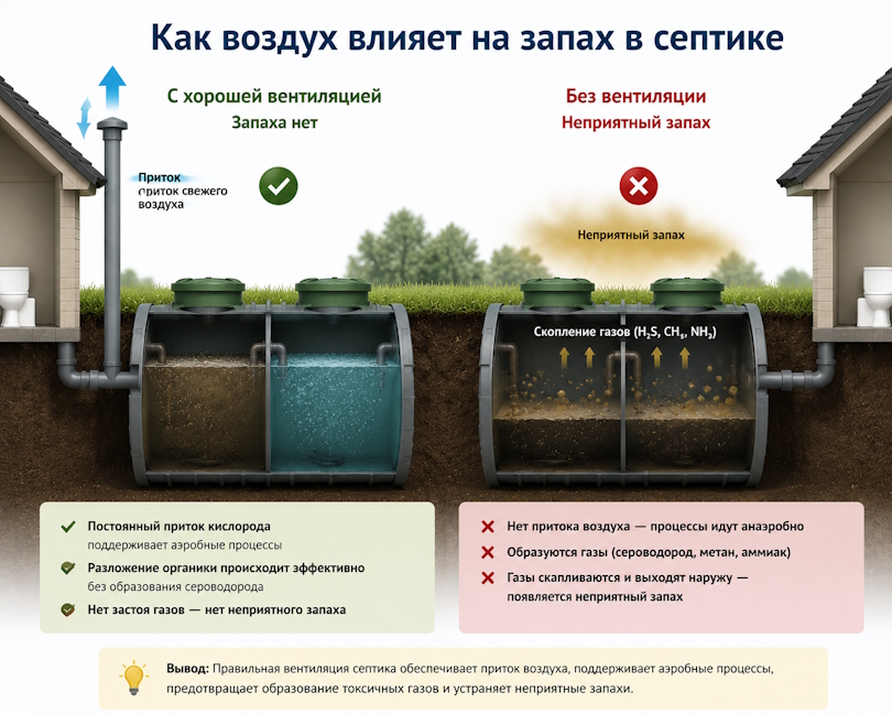 Кислородный режим: как воздух влияет на запах в септике и почему это критически важно