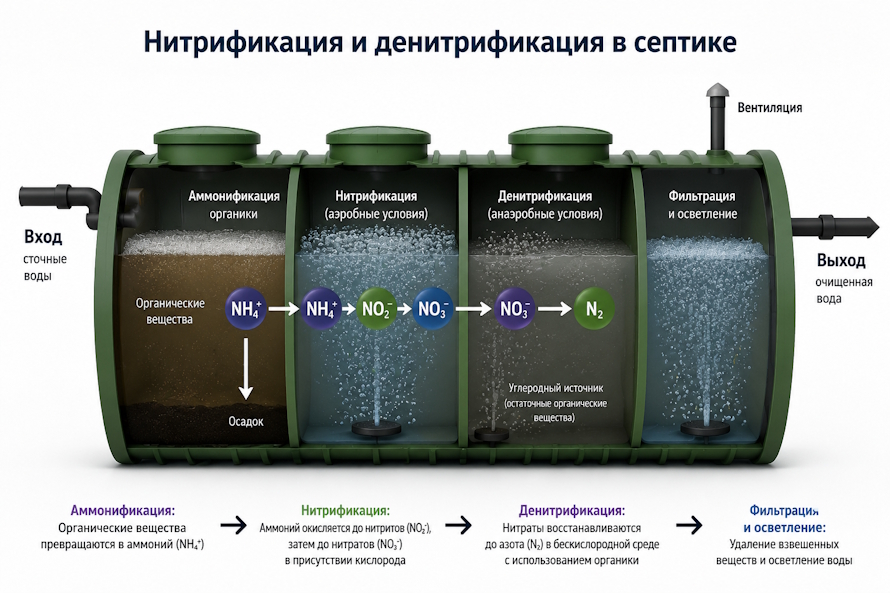 Нитрификация и денитрификация в септике: как бактерии превращают яд в безвредный газ и почему без этого ваша канализация — просто бочка с токсичной жижей