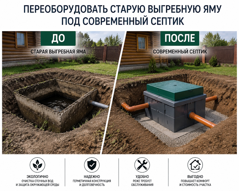 Можно ли переоборудовать старую выгребную яму под современный септик?