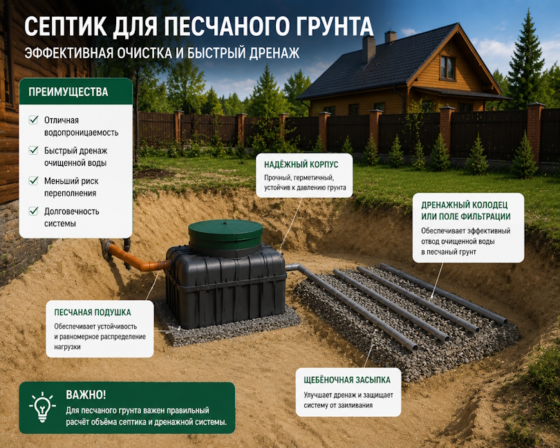 Септик для песчаного грунта: быстрое впитывание — хорошо или плохо?