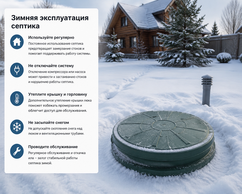 Зимняя эксплуатация септика: как не допустить замерзания стоков в трубах?