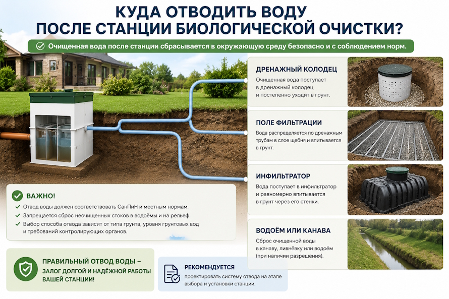 Куда отводить воду в Воронежской области после станции биологической очистки?