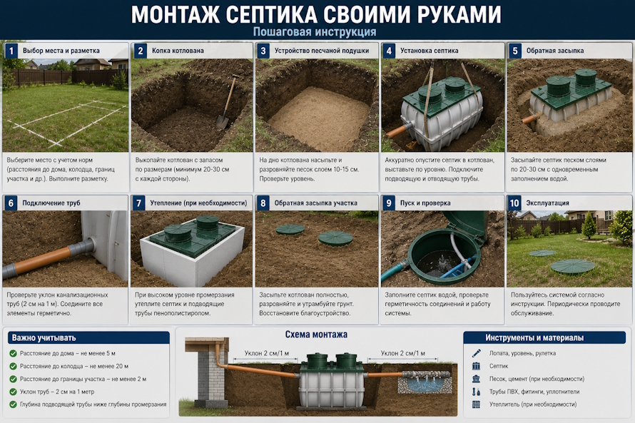 Можно ли установить септик самостоятельно в Воронеже? Или лучше заказать монтаж под ключ?