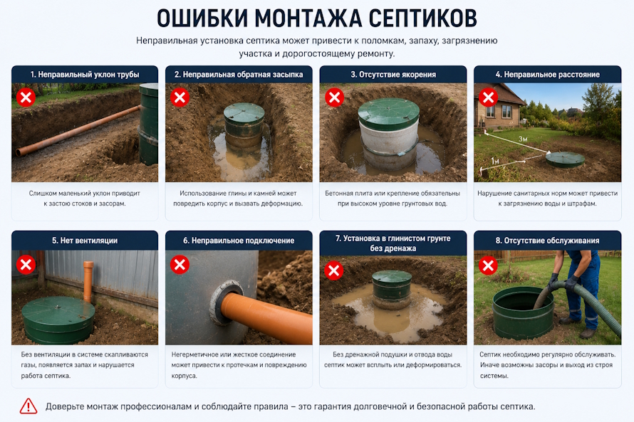 Почему септик не работает? 10 фатальных ошибок монтажа, превращающих участок в экологическую катастрофу