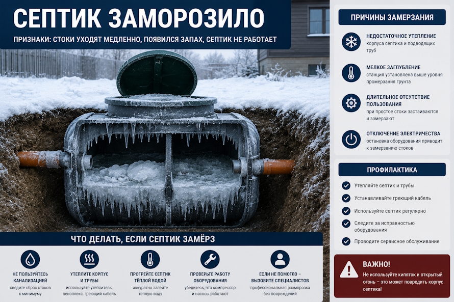 Септик вмерз в землю? Экстренная разморозка автономной канализации в Воронеже: инструкция от инженера