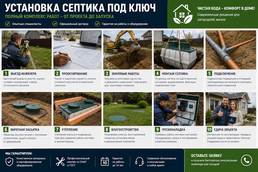 Установка септика под ключ в Воронеже: что входит в услугу и сколько это стоит?